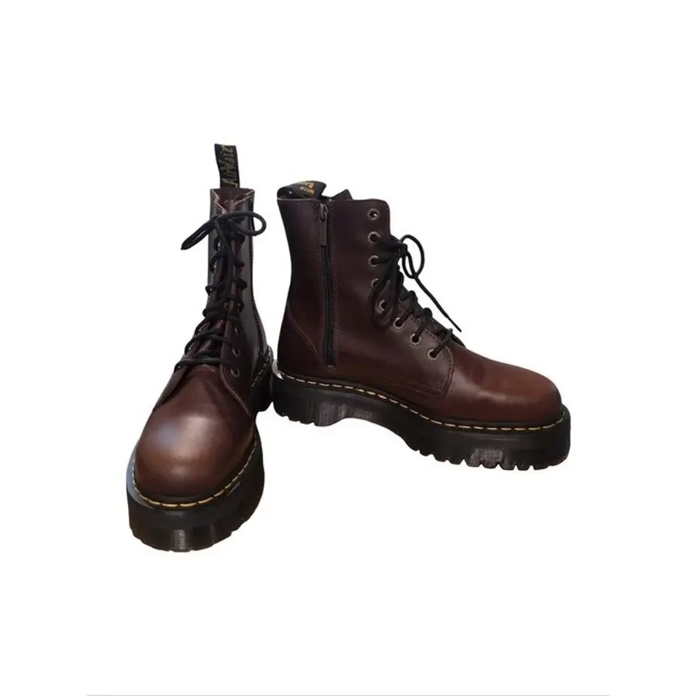 Dr. Martens Jadon Platform Leather Combat Boots Dark Cherry Brown Men's 11